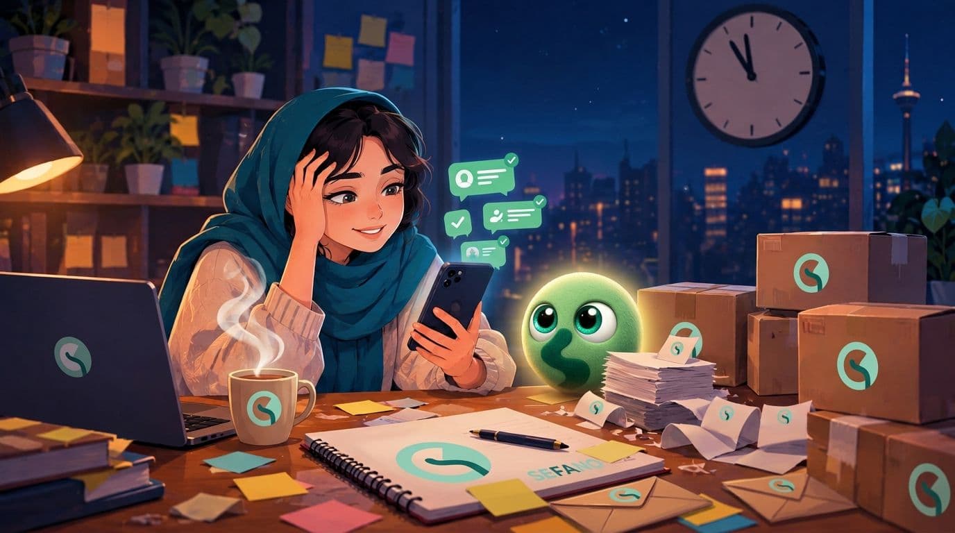 ادمین آنلاین‌شاپ با خیال راحت و چای داغ در کنار سفانو